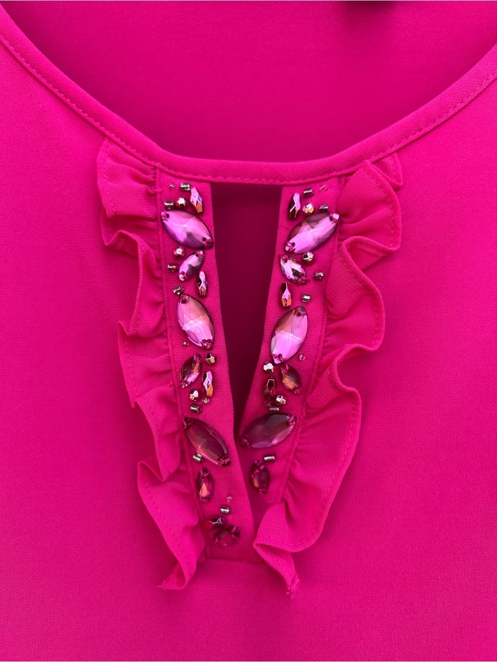 Susan Graver Liquid Knit Blouse Top Size L Pink Embellished Feminine Romantic - Picture 3 of 8